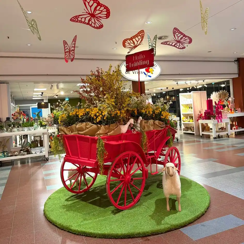 Heuwagen Kutsche Pink | Dekoset | Ostern Frühling