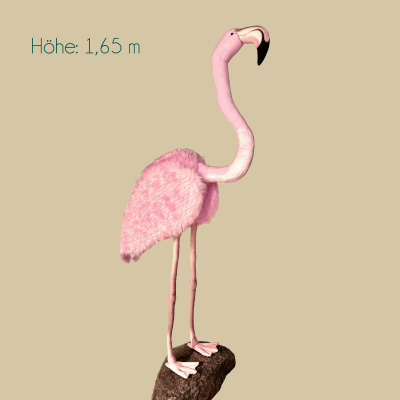 Flamingo in Originalgröße, Studiotier aus Plüsch